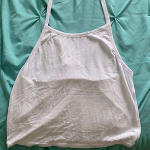 Tie-back white halter tank top